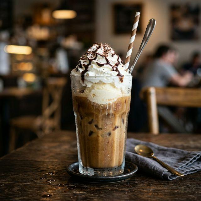 Cold Coffee with chocolate drizzle